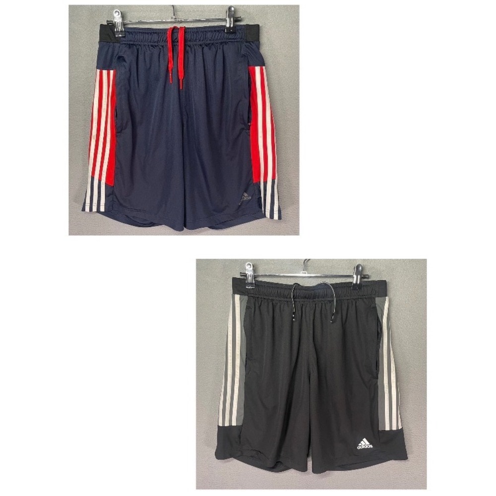 Adidas Mens Athletic Shorts Lot 2 Size M Black AEROREADY Zip Pockets